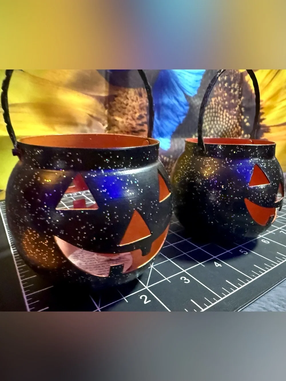 Vintage Hosley Metal Pumpkin Tea Light Holders - Halloween Decor🎃